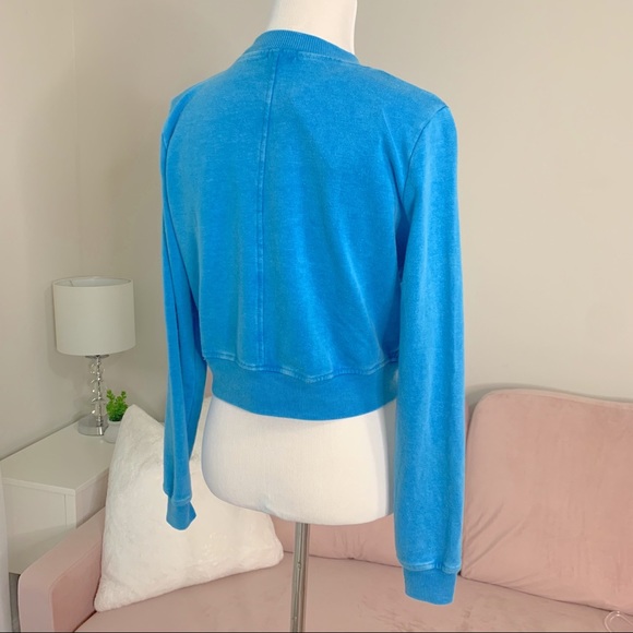 love, Fire Cropped Sweatshirt Hawaiian Surf Blue - Picture 5 of 9